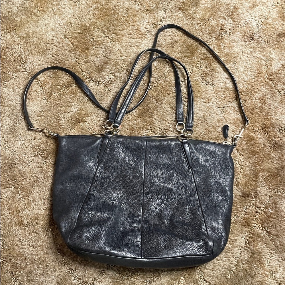 COACH Logo Tote Bag 2WAY Shoulder Bag Kelsey Satchel Tote Bag leather Black - Picture 5 of 7